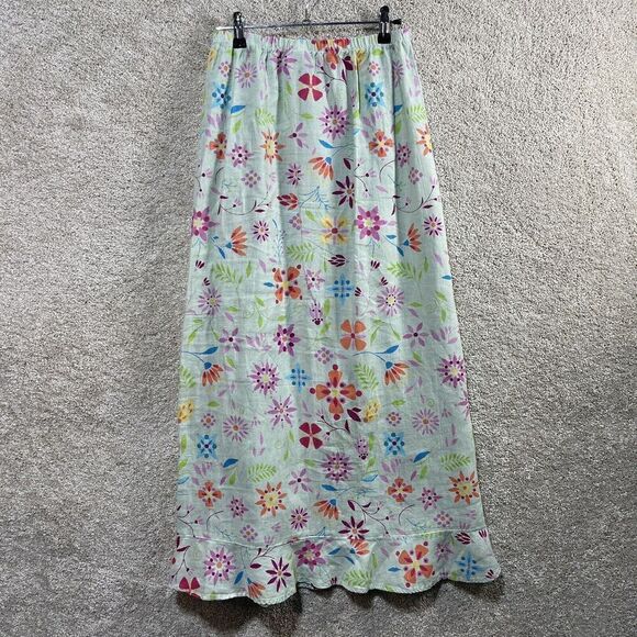 Habitat 3 Piece Skirt Set Women's Small 100% Linen Mint Green Floral Maxi Blazer - Picture 6 of 12